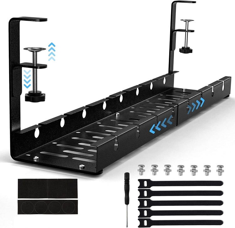 Dehnbares Kabelmanagement-Fach unter dem Schreibtisch, Kabel-Organizer aus Kohlenstoffstahl, Kabelaufbewahrungsregal, dehnbar Schwarz, dehnbar 30,5-55CM