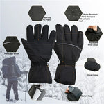 Outdoor Sports Ski Beheizbare Warme Berührbare Handschuhe, Schwarz, Schwarz+USB-Kabel