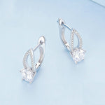 Sterlingsilber S925 Weißgold plattierte Zirkonia Hohl-Linien Ohrringe, BSE732