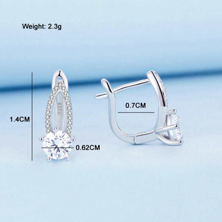 Sterlingsilber S925 Weißgold plattierte Zirkonia Hohl-Linien Ohrringe, BSE732