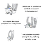 Sterlingsilber S925 Weißgold plattierte Zirkonia Hohl-Linien Ohrringe, BSE732