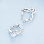 Sterlingsilber S925 Weißgold plattierte Zirkonia Hohl-Linien Ohrringe, BSE732