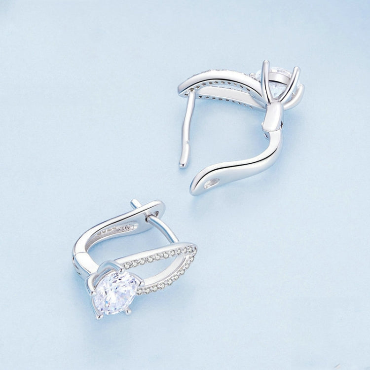 Sterlingsilber S925 Weißgold plattierte Zirkonia Hohl-Linien Ohrringe, BSE732