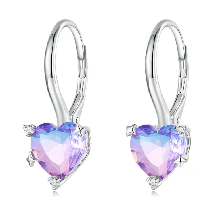 Sterlingsilber S925 Weißgold plattierte Zirkonia Illusions-Herz Ohrringe, BSE743