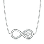 Sterlingsilber S925 Zirkonia Unendliches Herz Endlos-Symbol Halskette, BSN276