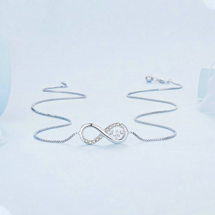 Sterlingsilber S925 Zirkonia Unendliches Herz Endlos-Symbol Halskette, BSN276