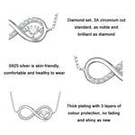 Sterlingsilber S925 Zirkonia Unendliches Herz Endlos-Symbol Halskette, BSN276