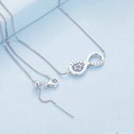 Sterlingsilber S925 Zirkonia Unendliches Herz Endlos-Symbol Halskette, BSN276