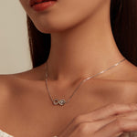 Sterlingsilber S925 Zirkonia Unendliches Herz Endlos-Symbol Halskette, BSN276