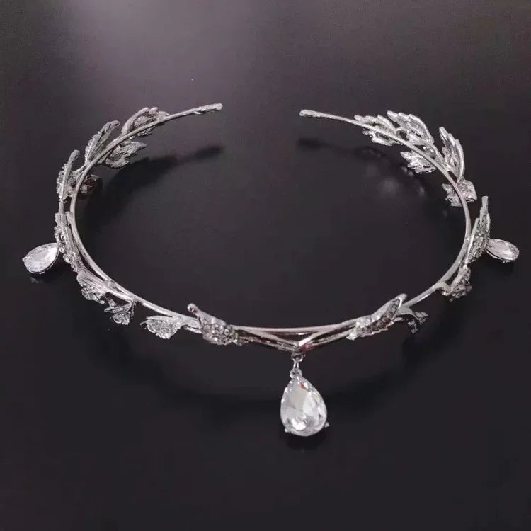 Blätter-Haarschmuck, Stirnband, Strass-Haarschmuck, Strass-Haarschmuck Silber, Strass-Haarschmuck Gold