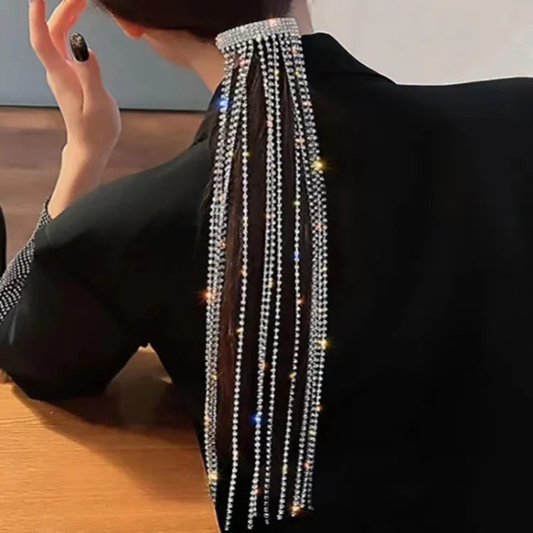 Fransen-Haarschmuck mit Diamantkette, geflochtenes Haarband für Damen, Kettenhaarband