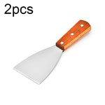 2 Stück Pizzaschaufel und Steakwender aus Edelstahl mit Holzgriff, schräge Schaufel Küchenwerkzeug, S, L