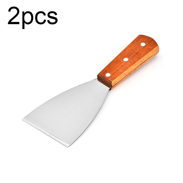 2 Stück Pizzaschaufel und Steakwender aus Edelstahl mit Holzgriff, schräge Schaufel Küchenwerkzeug, S, L