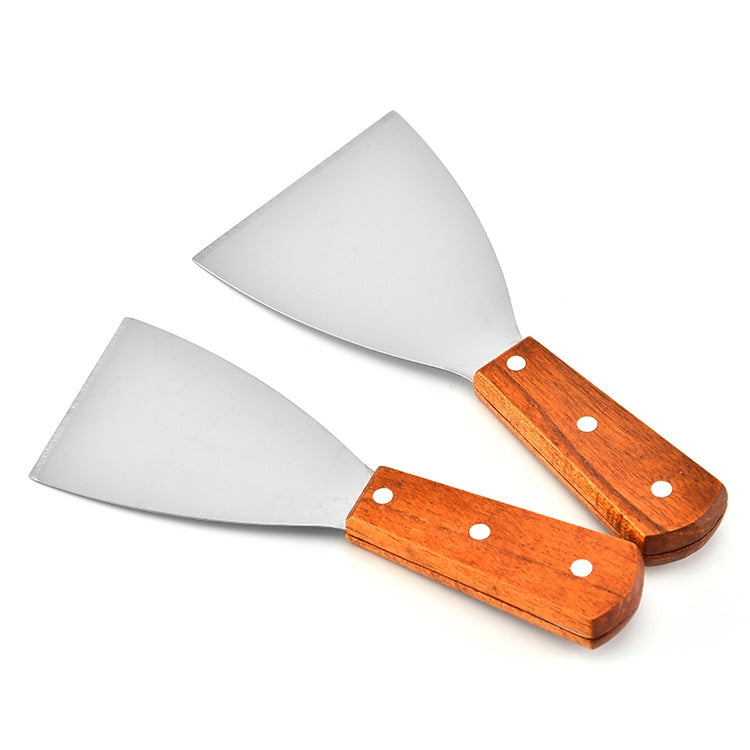 2 Stück Pizzaschaufel und Steakwender aus Edelstahl mit Holzgriff, schräge Schaufel Küchenwerkzeug, S, L