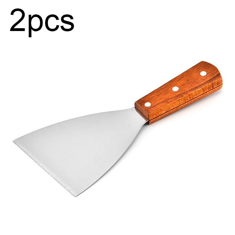 2 Stück Pizzaschaufel und Steakwender aus Edelstahl mit Holzgriff, schräge Schaufel Küchenwerkzeug, S, L