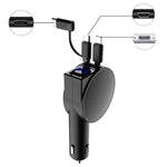 3 In 1 40W Fast Charging Dual Cable Retractable Car Charger, 40W