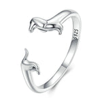 Sterlingsilber S925 Dackel Niedriger Offener Ring, SCR894