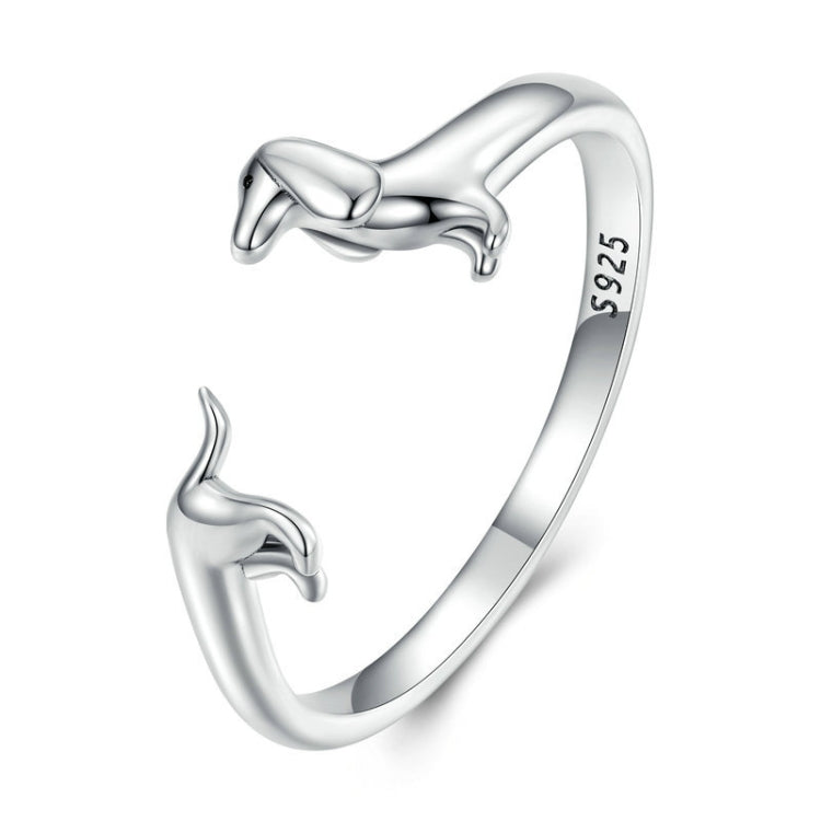 Sterlingsilber S925 Dackel Niedriger Offener Ring, SCR894