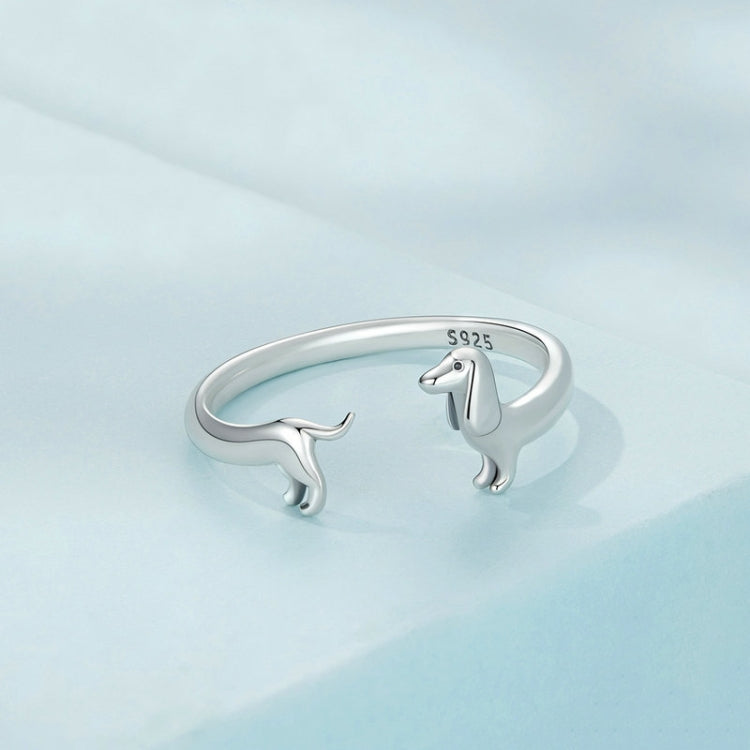 Sterlingsilber S925 Dackel Niedriger Offener Ring, SCR894