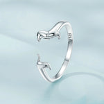 Sterlingsilber S925 Dackel Niedriger Offener Ring, SCR894