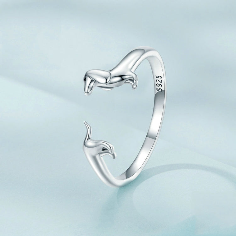Sterlingsilber S925 Dackel Niedriger Offener Ring, SCR894