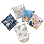 8 Stück Damenbinden-Aufbewahrungstasche aus Baumwolle und Leinen, praktische Clutch, Schwarz-weißer Baum, Graues Kamel, Glückskatze, Blätter, Blaue Katze, Schildkröte