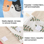 8 Stück Damenbinden-Aufbewahrungstasche aus Baumwolle und Leinen, praktische Clutch, Schwarz-weißer Baum, Graues Kamel, Glückskatze, Blätter, Blaue Katze, Schildkröte