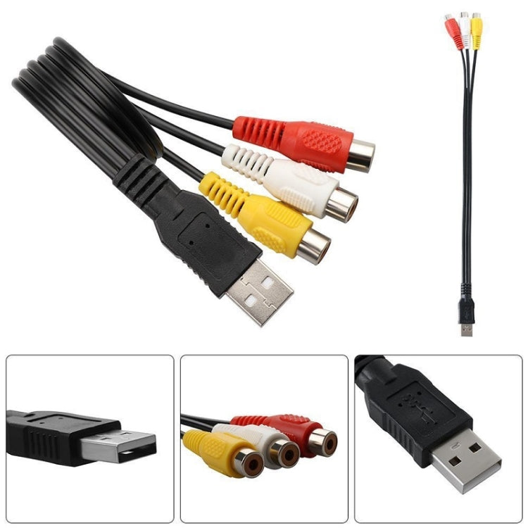 USB zu 3 RCA Bus 1 Stecker 3 Buchsen AV Audiokabel, 25cm, 1,5m