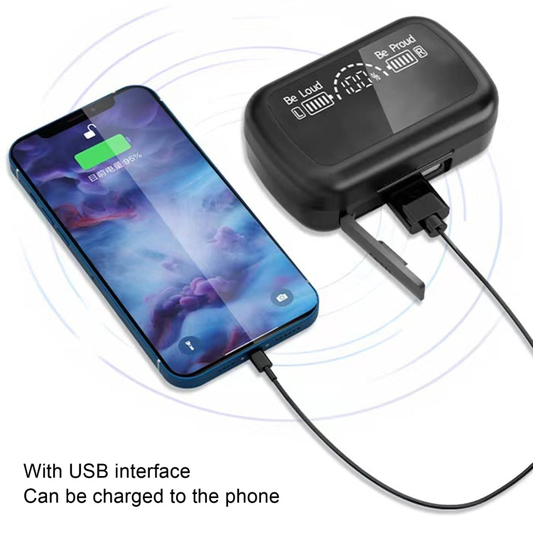 SKY10 Ladefach Stereo Digitalanzeige Mini Unsichtbares Bluetooth Headset, SKY10 Schwarz
