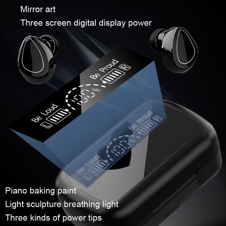 SKY10 Ladefach Stereo Digitalanzeige Mini Unsichtbares Bluetooth Headset, SKY10 Schwarz