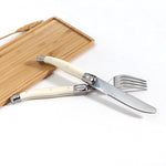 Edelstahlmesser Gabel Löffel Set Kunststoffgriff Western Besteck, 6 Teelöffel, 6 Gabeln, 6 Löffel