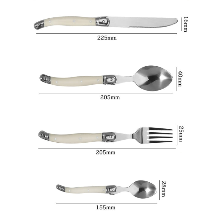 Edelstahlmesser Gabel Löffel Set Kunststoffgriff Western Besteck, 6 Teelöffel, 6 Gabeln, 6 Löffel