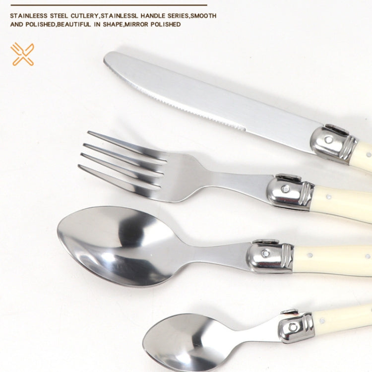 Edelstahlmesser Gabel Löffel Set Kunststoffgriff Western Besteck, 6 Teelöffel, 6 Gabeln, 6 Löffel