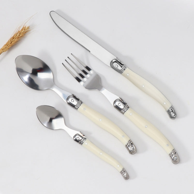 Edelstahlmesser Gabel Löffel Set Kunststoffgriff Western Besteck, 6 Teelöffel, 6 Gabeln, 6 Löffel