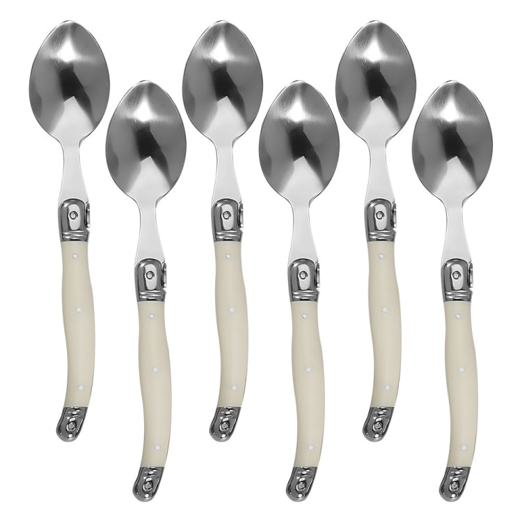 Edelstahlmesser Gabel Löffel Set Kunststoffgriff Western Besteck, 6 Teelöffel, 6 Gabeln, 6 Löffel
