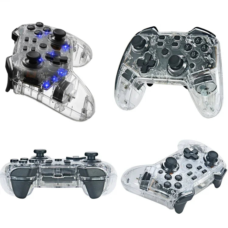 Für Switch Pro Wireless Bluetooth Gamepad mit LED-Aufweckfunktion, transparent mit LED