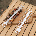 Outdoor Fischgräten-Grillsteak 304 Edelstahl-Grillspieß, Katzenkopf-Grillspieß, Haken-Grillspieß