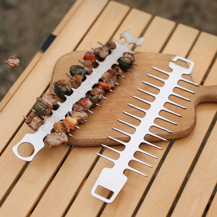Outdoor Fischgräten-Grillsteak 304 Edelstahl-Grillspieß, Katzenkopf-Grillspieß, Haken-Grillspieß