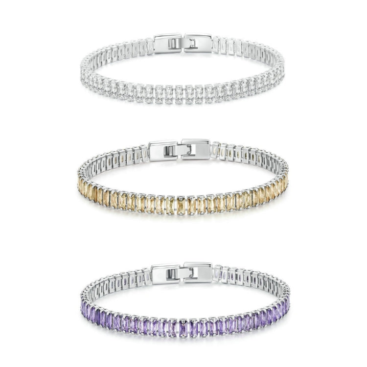 Sparkling Cubic Zirconia Bracelet Gold Plated Copper Jewelry, YIB055-17LCP, YIB055-19LCP, YIB055-17LVT, YIB055-19LVT