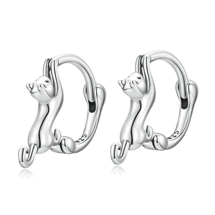 Sterlingsilber S925 Diamant Stretch Katzen Stretch Ohrringe, Größe:, Klein Platin Beschichtet, Groß Platin Beschichtet, Groß Vergoldet, Groß Schwarz Vergoldet, Groß Roségold Beschichtet