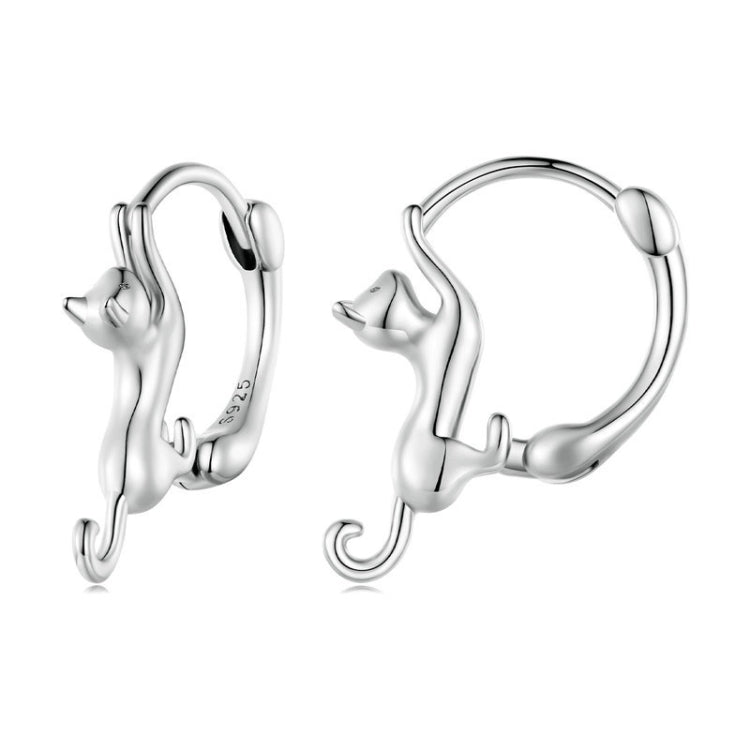 Sterlingsilber S925 Diamant Stretch Katzen Stretch Ohrringe, Größe:, Klein Platin Beschichtet, Groß Platin Beschichtet, Groß Vergoldet, Groß Schwarz Vergoldet, Groß Roségold Beschichtet
