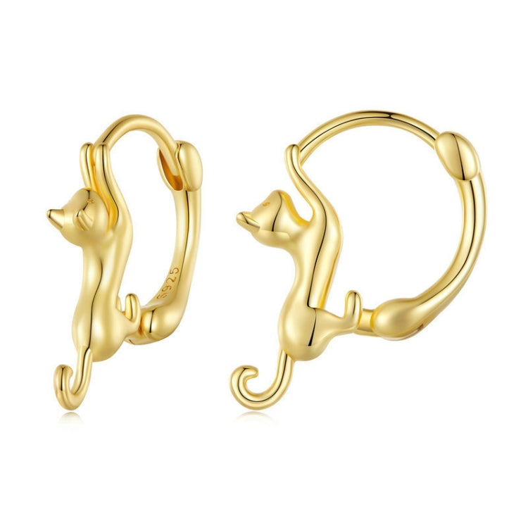 Sterlingsilber S925 Diamant Stretch Katzen Stretch Ohrringe, Größe:, Klein Platin Beschichtet, Groß Platin Beschichtet, Groß Vergoldet, Groß Schwarz Vergoldet, Groß Roségold Beschichtet