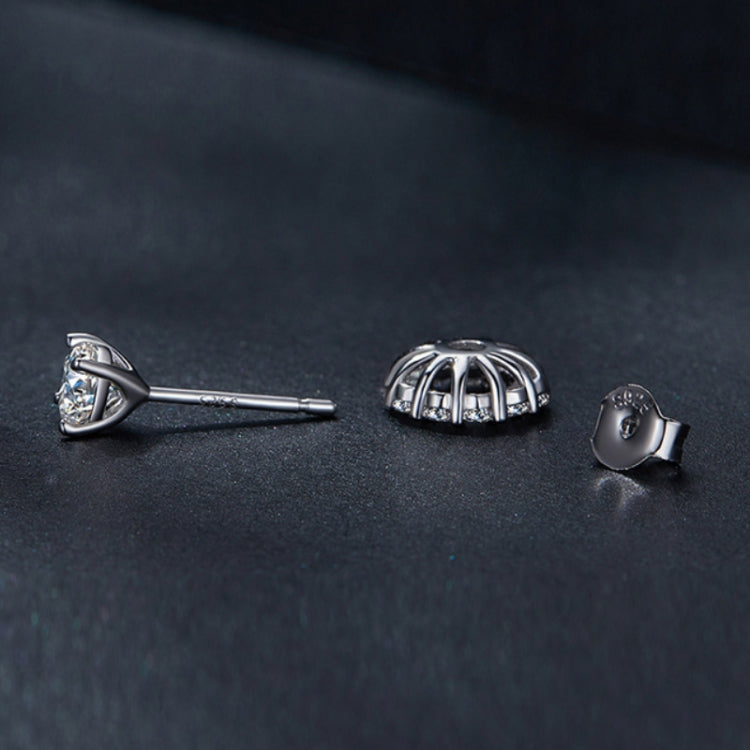 Sterlingsilber S925 Runde Moissanit Abnehmbare Stecker Ohrringe, MSE010