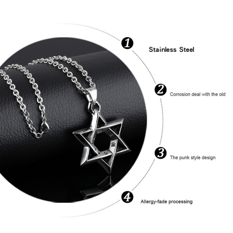 1102 Edelstahl Halsketten Herren Sechszackiger Stern Anhänger, Stil:, Anhänger+Kette