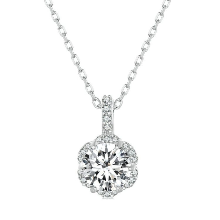 Sterlingsilber S925 Weißgold Beschichtet Zirkon Moissanit Halskette, MSN007