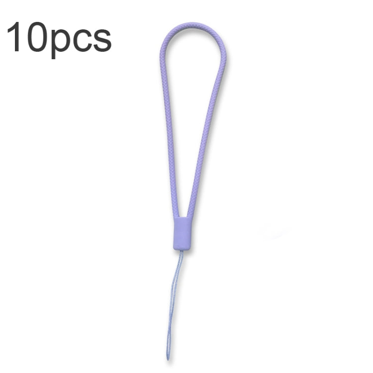 10pcs  Silicone Woven Pattern  Cell Phone Lanyard Anti-loss Hand Rope, Dark Night Green, White, Grass Purple, Light Green, Clove Purple, Antique White, Black, Red, Matcha Green, Lemon Yellow, Shallow Purple, Sand Pink, Sugar Orange, Tea Red