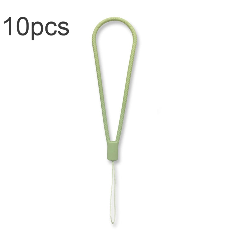 10pcs  Silicone Woven Pattern  Cell Phone Lanyard Anti-loss Hand Rope, Dark Night Green, White, Grass Purple, Light Green, Clove Purple, Antique White, Black, Red, Matcha Green, Lemon Yellow, Shallow Purple, Sand Pink, Sugar Orange, Tea Red