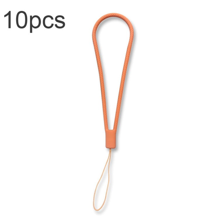 10pcs  Silicone Woven Pattern  Cell Phone Lanyard Anti-loss Hand Rope, Dark Night Green, White, Grass Purple, Light Green, Clove Purple, Antique White, Black, Red, Matcha Green, Lemon Yellow, Shallow Purple, Sand Pink, Sugar Orange, Tea Red