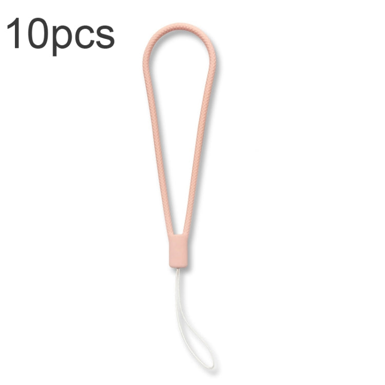 10pcs  Silicone Woven Pattern  Cell Phone Lanyard Anti-loss Hand Rope, Dark Night Green, White, Grass Purple, Light Green, Clove Purple, Antique White, Black, Red, Matcha Green, Lemon Yellow, Shallow Purple, Sand Pink, Sugar Orange, Tea Red