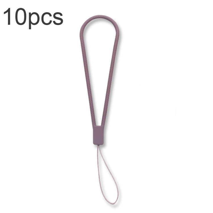 10pcs  Silicone Woven Pattern  Cell Phone Lanyard Anti-loss Hand Rope, Dark Night Green, White, Grass Purple, Light Green, Clove Purple, Antique White, Black, Red, Matcha Green, Lemon Yellow, Shallow Purple, Sand Pink, Sugar Orange, Tea Red